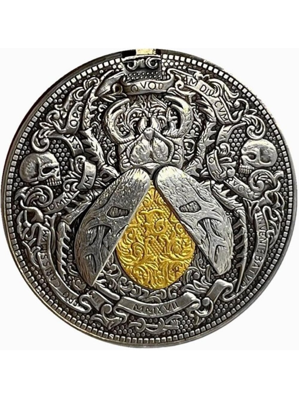 Vintage Gold Scarab Coin - Movable Mechanical Hobo Nickel, Egyptian Collectible